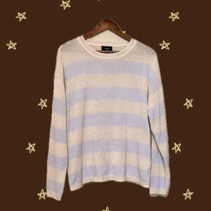 Vici Beige and Light Blue Striped Knit Sweater